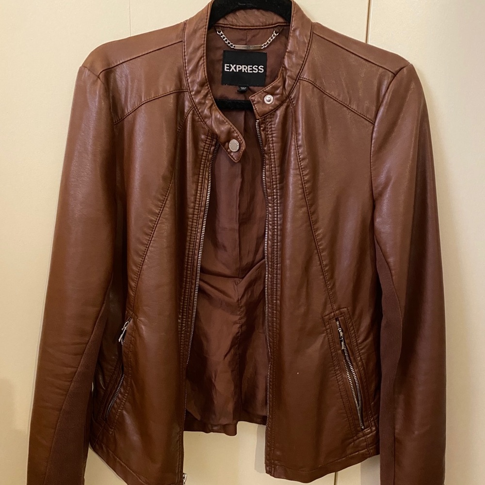 Express leather zip-up jacket